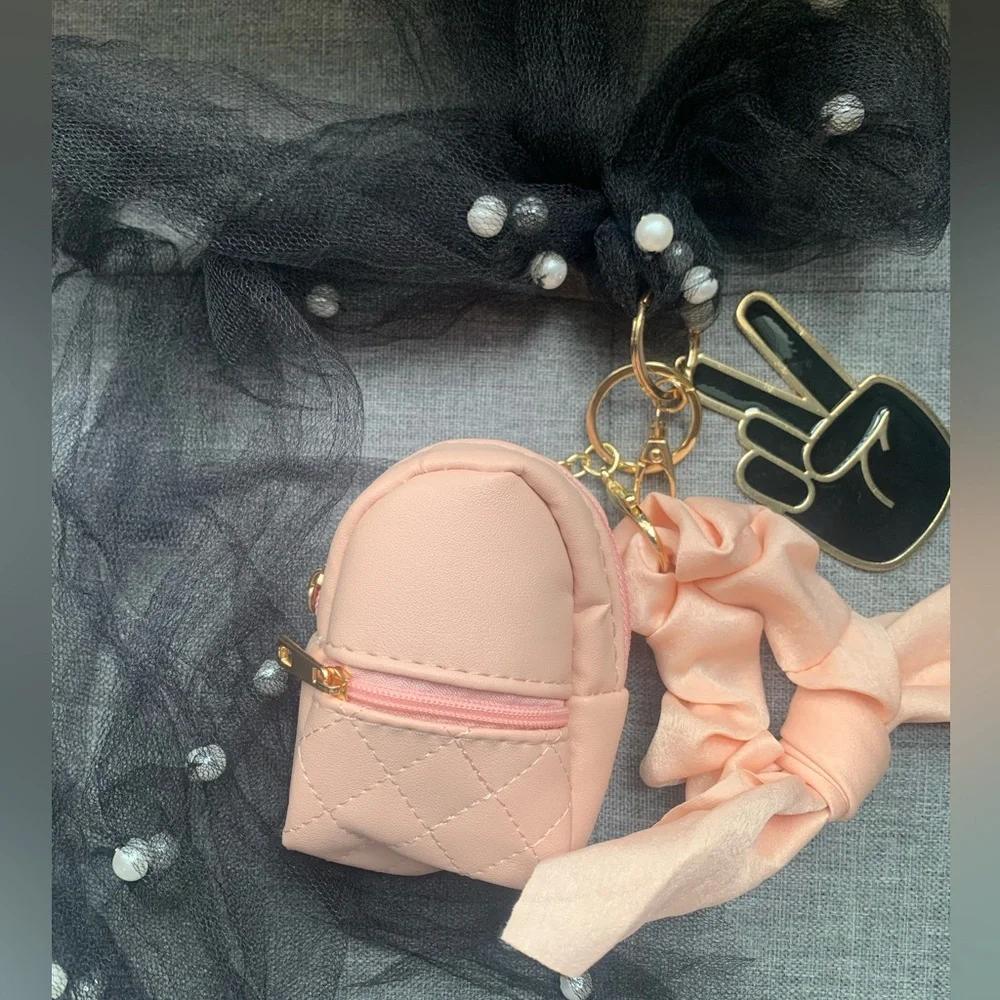 “Peace” Bag Charm Set with Matching Twilly - Picture 1 of 4